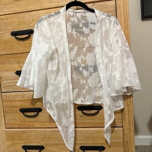 SHEIN White Floral Sheer Blouse